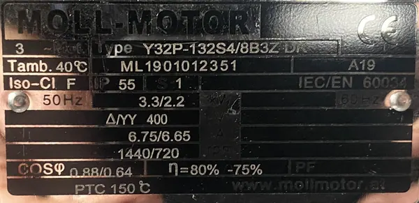 Silnik elektryczny dwubiegowy 3,3/2,2kW 1440/720obr. - zdjęcie 2