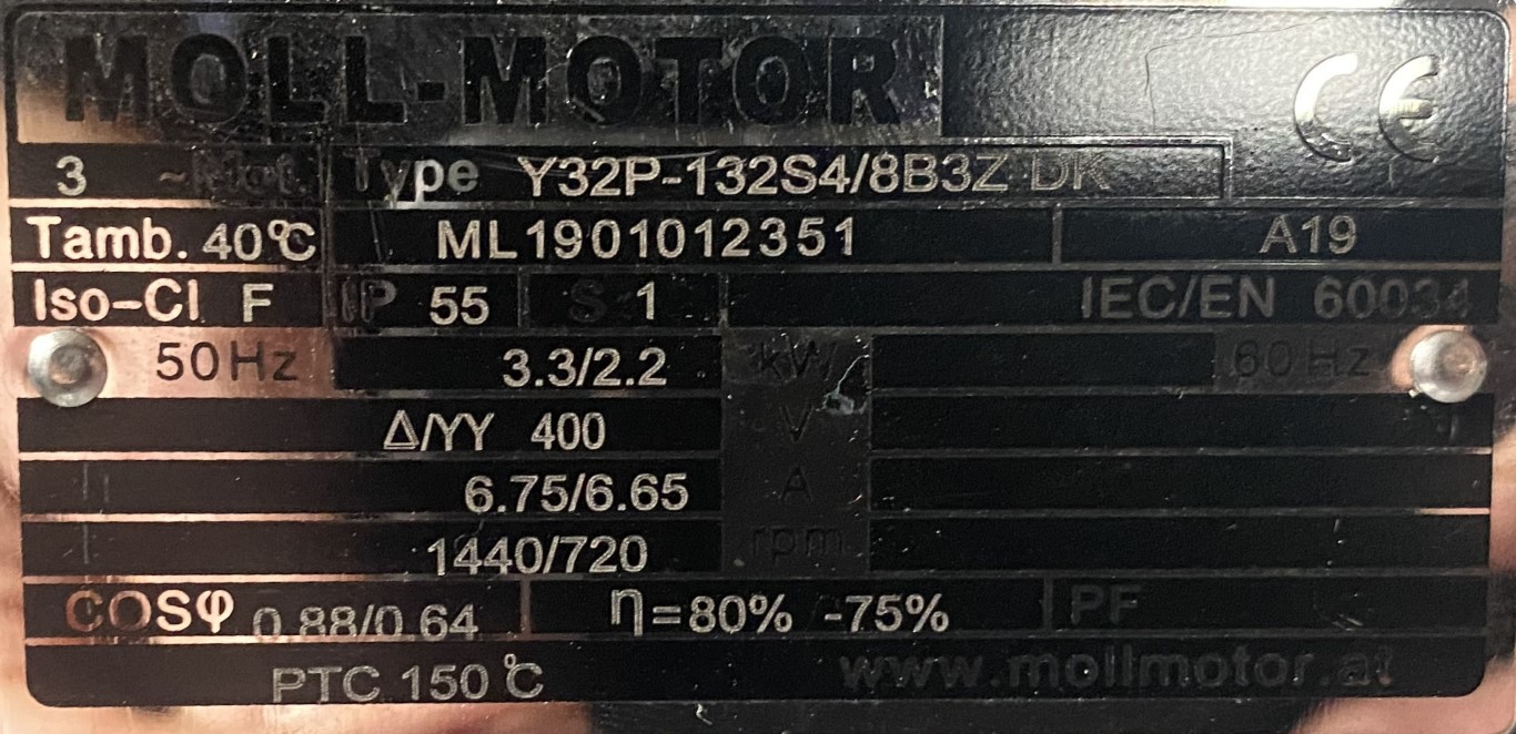 silnik elektryczny dwubiegowy 3,3/2,2kW 1440/720obr. - zdjęcie 2