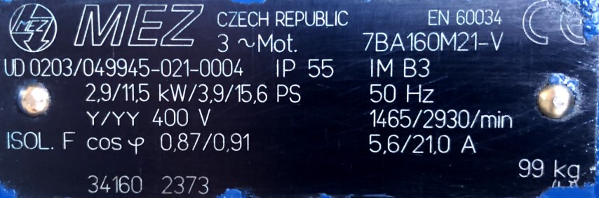 silnik elektryczny dwubiegowy 11,5/2,9kW 2930/1465obr. - zdjęcie 2
