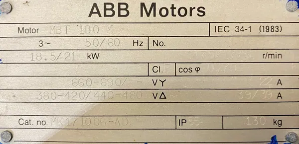 Silnik elektryczny 18,5kW 1475obr. 3fazowy ABB B3 - zdjęcie 2