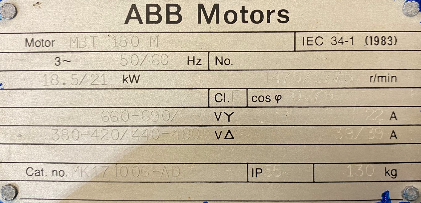 silnik elektryczny 18,5kW 1475obr. 3fazowy ABB B3 - zdjęcie 2