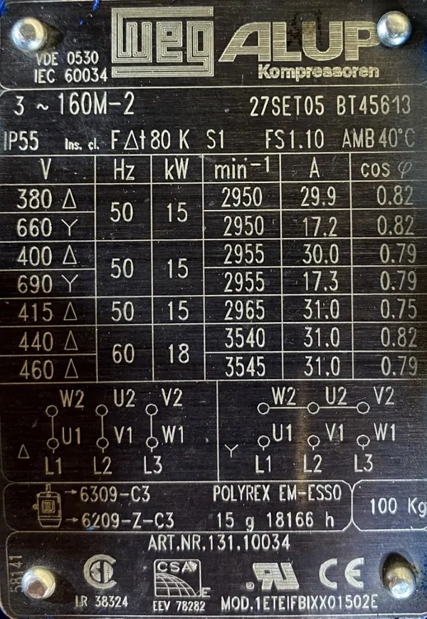 Silnik elektryczny 15kW 2955obr. 3fazowy WEG - zdjęcie 2