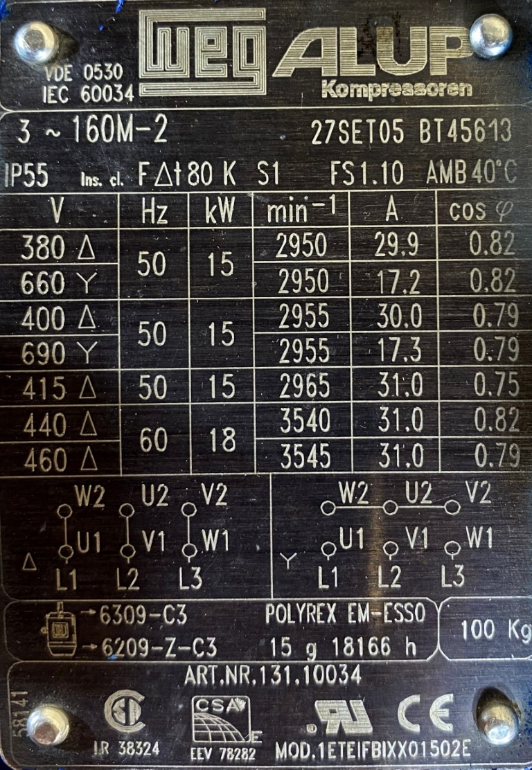 silnik elektryczny 15kW 2955obr. 3fazowy WEG - zdjęcie 2