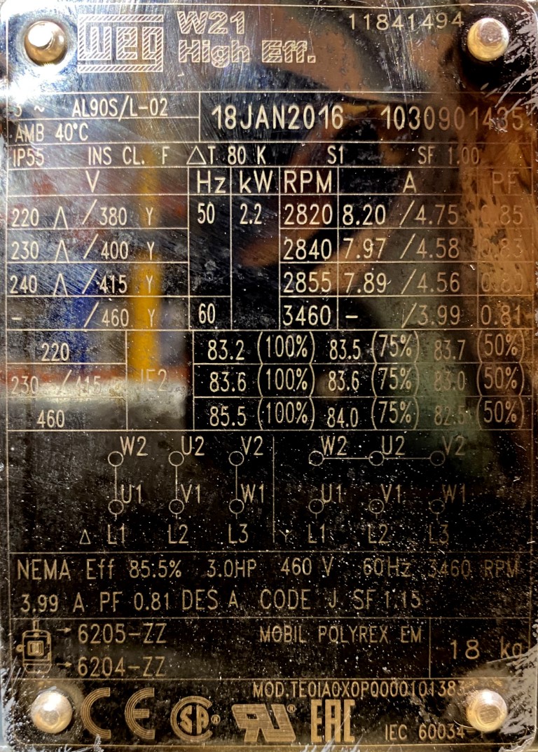 silnik elektryczny 2,2kW 2840obr. 3fazowy WEG IE2 - zdjęcie 2