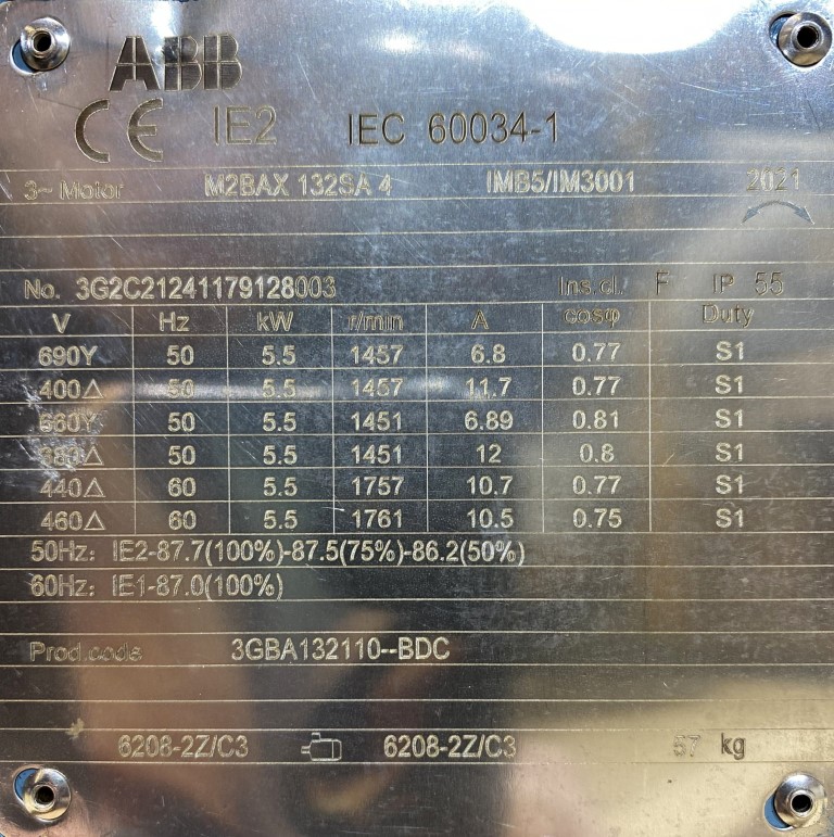 silnik elektryczny 5,5kW 1457obr. 3fazowy ABB IE2 - zdjęcie 2