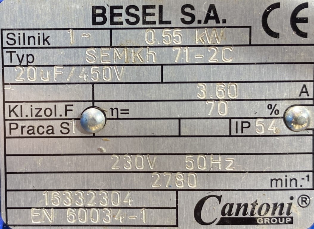 wentylator / dmuchawa 0,55kW 2780obr. 1fazowy 230V - zdjęcie 3