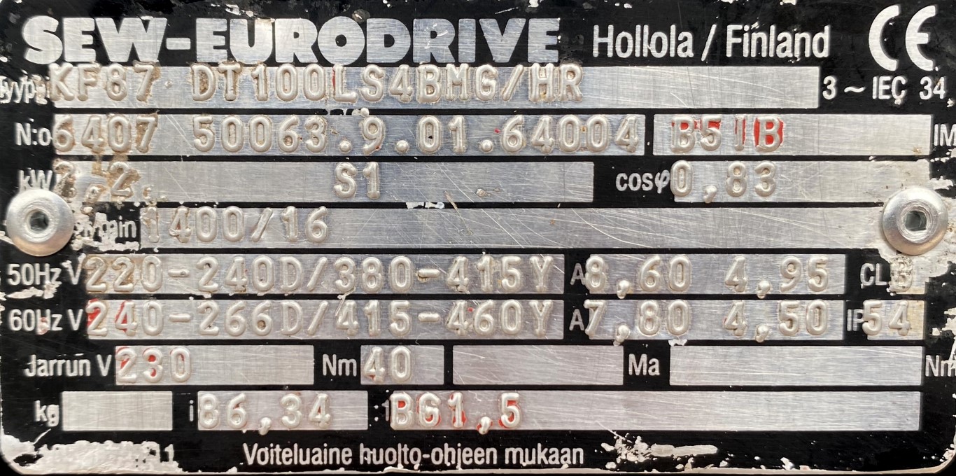motoreduktor / przekładnia 2,2kW 16obr. HAMULEC SEW - zdjęcie 4