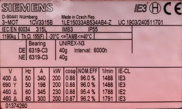 Silnik elektryczny 200kW 1488obr. 3fazowy SIEMENS IE3 - zdjęcie 2