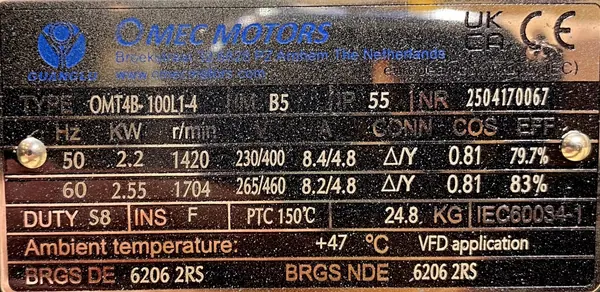 Silnik elektryczny 2,2kW 1420obr. 3fazowy HAMULEC 100B5 - zdjęcie 2