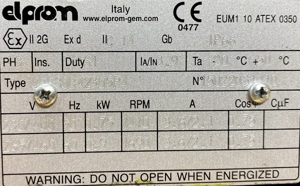 Silnik elektryczny 0,75kW 1410obr. 3fazowy Ex - zdjęcie 2