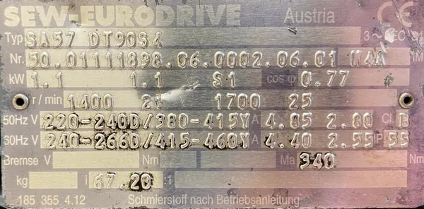Motoreduktor / przekładnia 1,1kW 21obr. 3fazowy SEW - zdjęcie 2