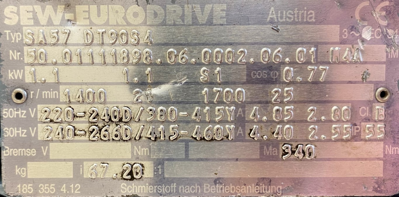 motoreduktor / przekładnia 1,1kW 21obr. 3fazowy SEW - zdjęcie 2