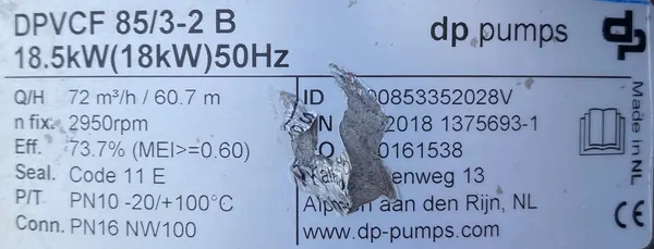 Pompa DPVCF 85-3-2 B 18,5kW 2940obr. - zdjęcie 4