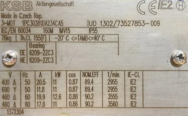 Pompa KSB GN 040-200/1102 11kW 2955obr. - zdjęcie 2