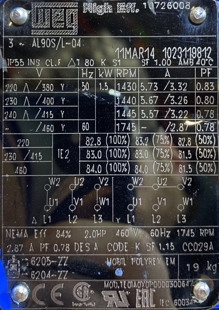 silnik elektryczny 1,5kW 1440obr. 3fazowy WEG IE2 - zdjęcie 2