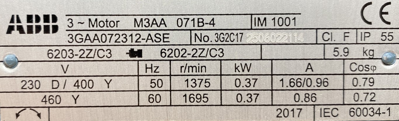 silnik elektryczny 0,37kW 1375obr. 3fazowy WEG - zdjęcie 2