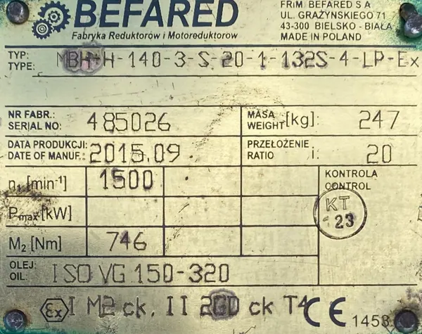 Motoreduktor / przekładnia 5,5kW 72obr. - zdjęcie 4