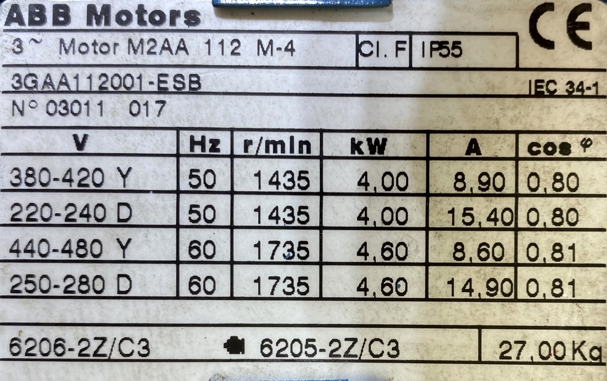 silnik elektryczny 4kW 1435obr. 3fazowy ABB - zdjęcie 2