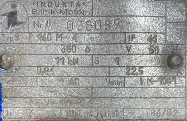 Silnik elektryczny 11kW 1460obr. 3fazowy INDUKTA B35 - zdjęcie 2