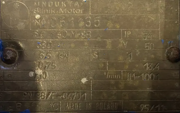 Silnik elektryczny 5,5kW 710obr. 3fazowy INDUKTA B3 - zdjęcie 2