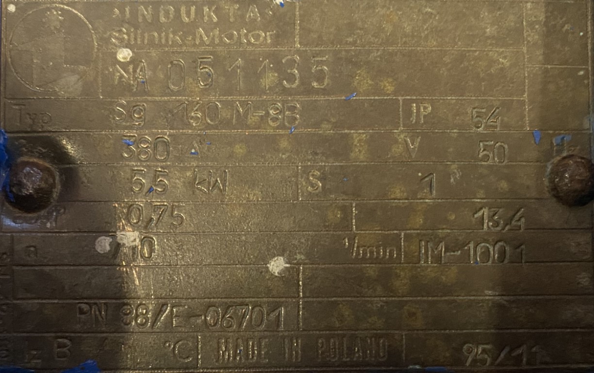 silnik elektryczny 5,5kW 710obr. 3fazowy INDUKTA B3 - zdjęcie 2