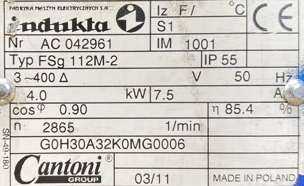Silnik elektryczny 4kW 2865obr. 3fazowy INDUKTA - zdjęcie 2