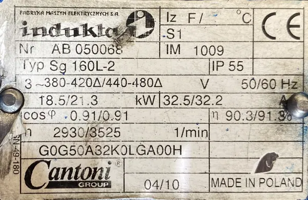 Silnik elektryczny 18,5kW 2930obr. 3fazowy INDUKTA - zdjęcie 2