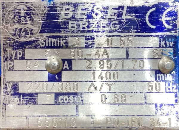 Silnik elektryczny 0,55kW 1400obr. 3fazowy BESEL - zdjęcie 2
