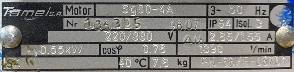 Silnik elektryczny 0,55kW 1390obr. 3fazowy Tamel - zdjęcie 2