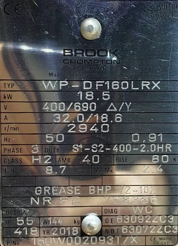 Silnik elektryczny 18,5kW 2940obr. 3fazowy DO WENTYLATORA - zdjęcie 2