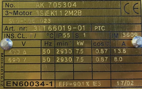 Silnik elektryczny 7,5kW 2930obr. 3fazowy IE3 - zdjęcie 2