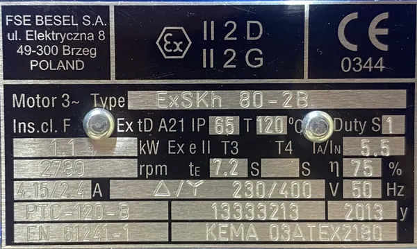 Silnik elektryczny 1,1kW 2780obr. 3fazowy BESEL B5 - zdjęcie 2