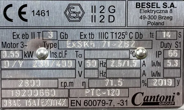 Silnik elektryczny 0,55kW 2800obr. 3fazowy BESEL B14 - zdjęcie 2