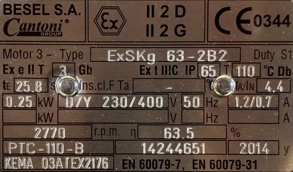 Silnik elektryczny 0,25kW 2770obr. 3fazowy BESEL - zdjęcie 2
