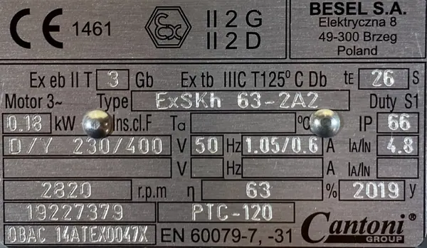 Silnik elektryczny 0,18kW 2820obr. 3fazowy BESEL - zdjęcie 2