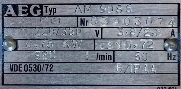 Silnik elektryczny 0,75kW 920obr. 3fazowy - zdjęcie 2