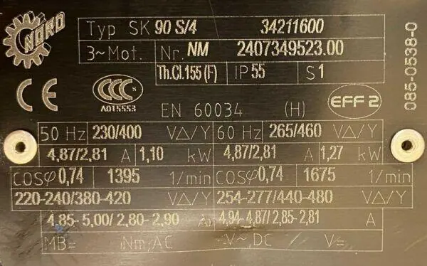 Motoreduktor / przekładnia 1,1kW 171obr. 3fazowy NORD - zdjęcie 2