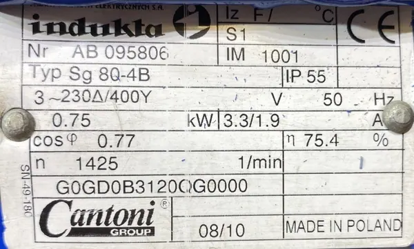 Silnik elektryczny 0,75kW 1425obr. 3fazowy INDUKTA - zdjęcie 2