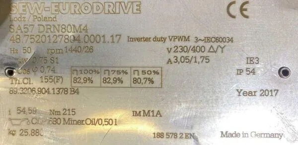 Motoreduktor / przekładnia 0,75kW 26obr. 3fazowy SEW - zdjęcie 2