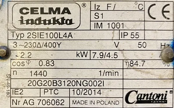 Silnik elektryczny 2,2kW 1440obr. 3fazowy INDUKTA IE2 - zdjęcie 2