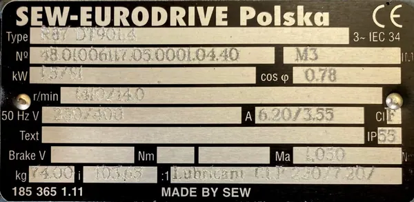 Motoreduktor / przekładnia 1,5kW 14obr. SEW - zdjęcie 2