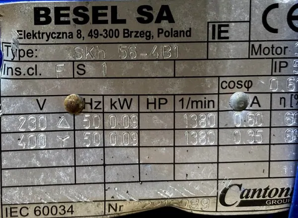 Silnik elektryczny 0,09kW 1380obr. 3fazowy BESEL - zdjęcie 2