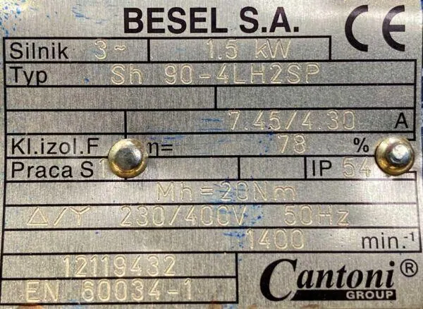 Silnik elektryczny 1,5kW 1400obr. 3fazowy HAMULEC BESEL - zdjęcie 2