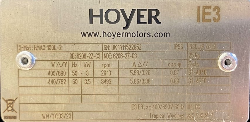 silnik elektryczny 3kW 2910obr. 3fazowy IE3 - zdjęcie 2