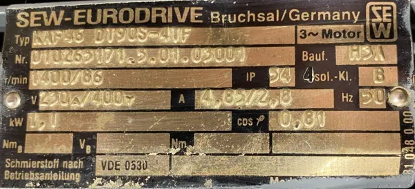 Motoreduktor / przekładnia 1,1kW 86obr. 3fazowy SEW - zdjęcie 2