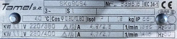 Silnik elektryczny 1,1kW 1415obr. 3fazowy Tamel B5 - zdjęcie 2