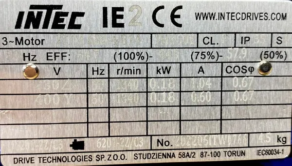 Motoreduktor / przekładnia 0,18kW 47obr. 3fazowy - zdjęcie 2