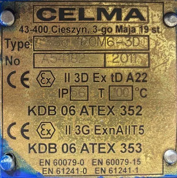 Silnik elektryczny 7,5kW 962obr. 3fazowy CELMA Ex - zdjęcie 3