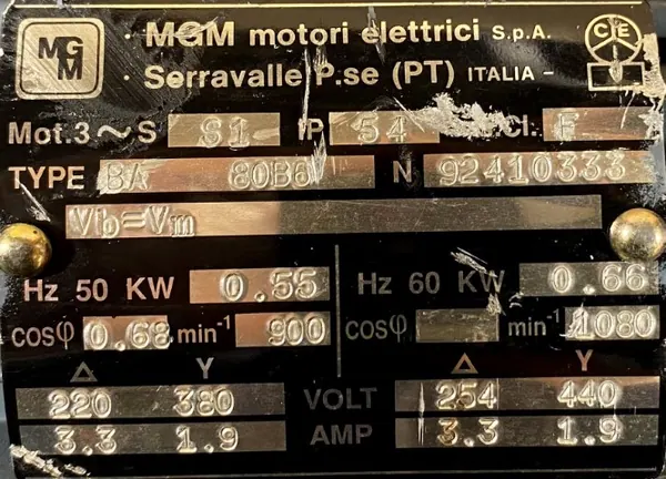 Silnik elektryczny 0,55kW 900obr. 3fazowy HAMULEC - zdjęcie 2