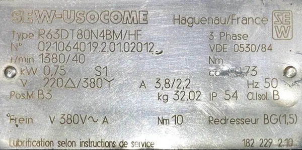 Motoreduktor / przekładnia 0,75kW 40obr. 3fazowy HAMULEC SEW - zdjęcie 2